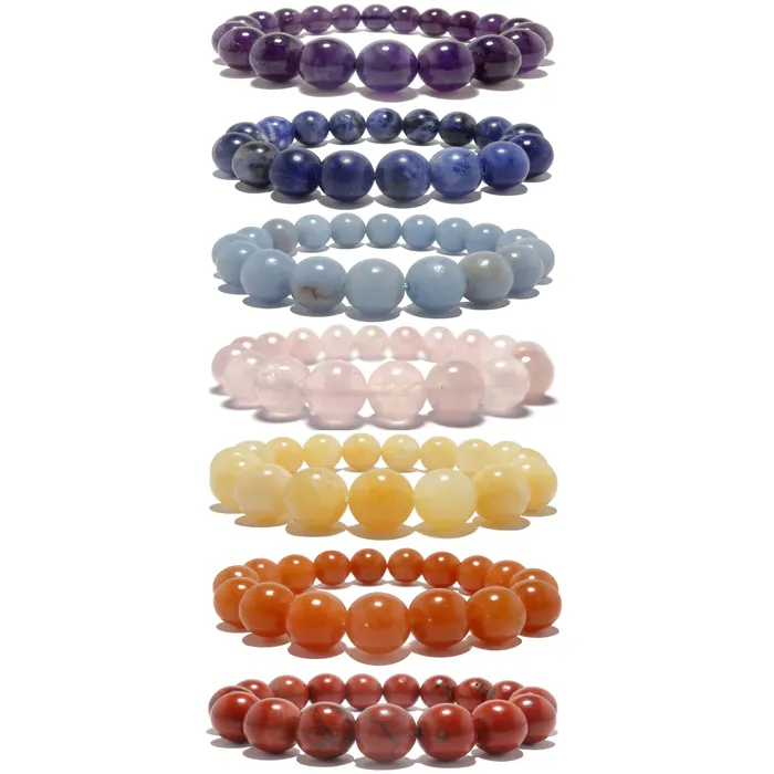 Satin Crystals Bracelets Chakra Bracelet Set 7 Rainbow Luxury Healing Crystals
