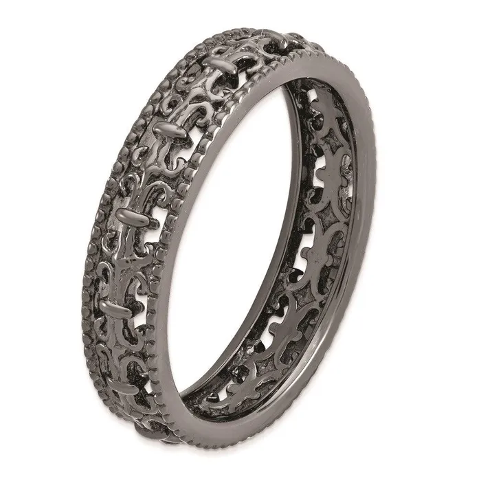 Stackable Expressions Rings Sterling Silver Stackable Expressions Blackplated Carved Band Stackable Expressions Rings Sterling Silver Stackable Expressions Blackplated Carved Band