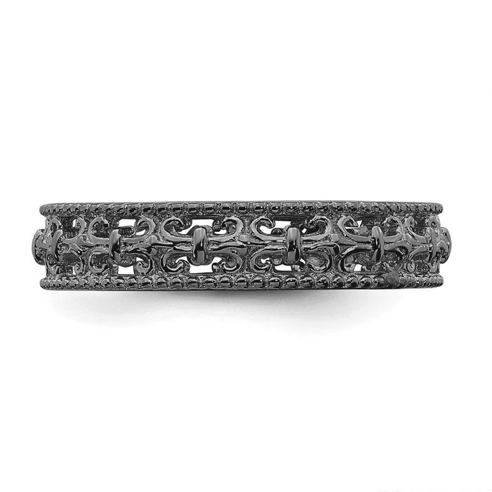 Stackable Expressions Rings Sterling Silver Stackable Expressions Blackplated Carved Band Stackable Expressions Rings Sterling Silver Stackable Expressions Blackplated Carved Band