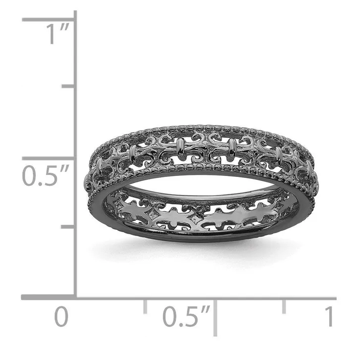 Stackable Expressions Rings Sterling Silver Stackable Expressions Blackplated Carved Band Stackable Expressions Rings Sterling Silver Stackable Expressions Blackplated Carved Band