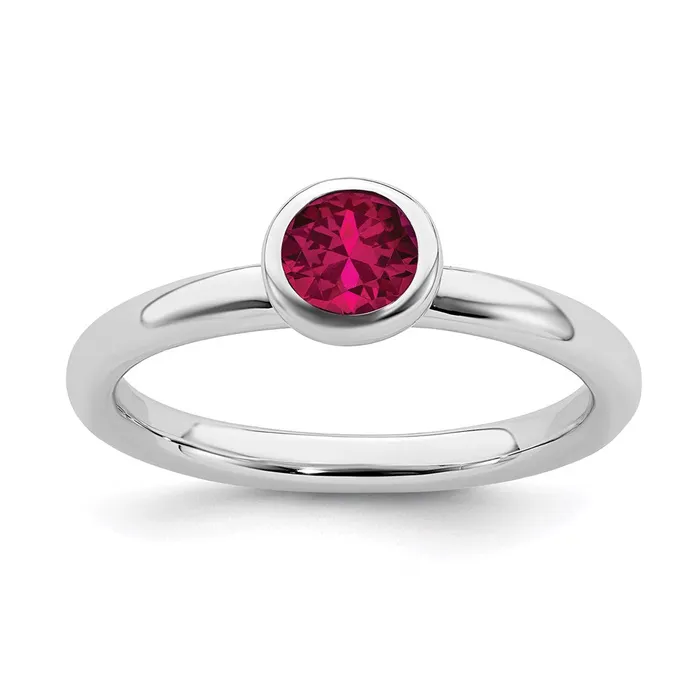 Stackable Expressions Rings Sterling Silver Stackable Expressions Low 5mm Round Cr Ruby Ring QSK514 Stackable Expressions Rings Sterling Silver Stackable Expressions Low 5mm Round Cr Ruby Ring QSK514