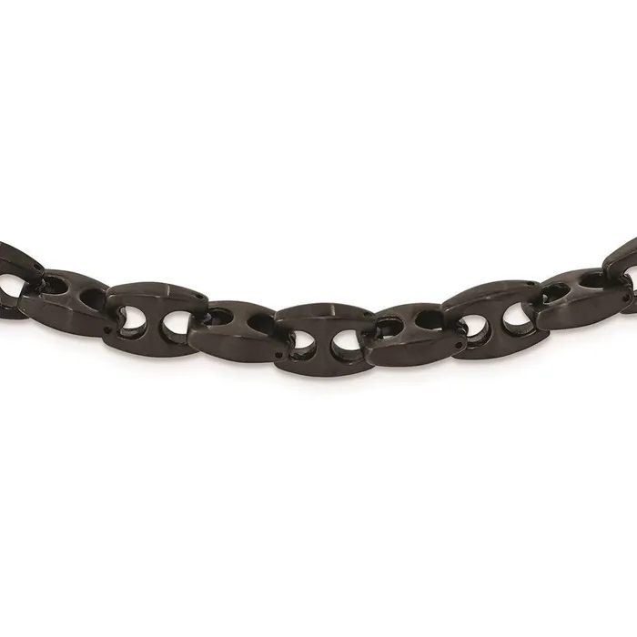 Stainless Steel Brushed Black IP Link Necklace Chisel Necklaces