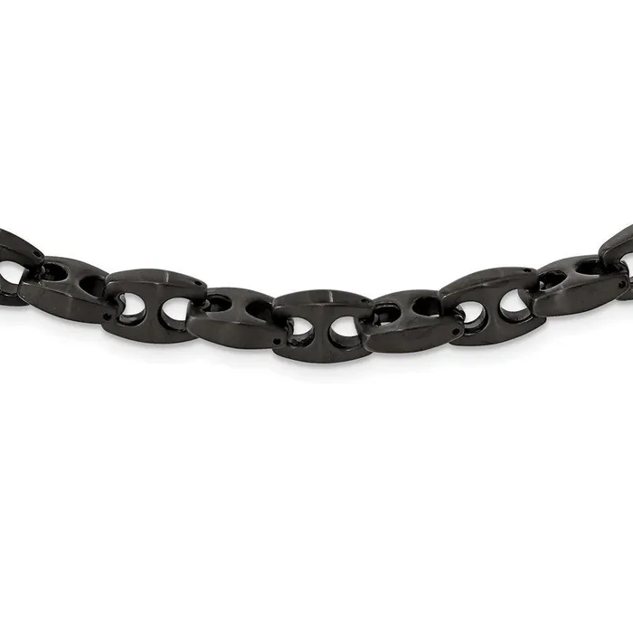 Stainless Steel Brushed Black IP Link Necklace Chisel Necklaces Stainless Steel Brushed Black IP Link Necklace Chisel Necklaces