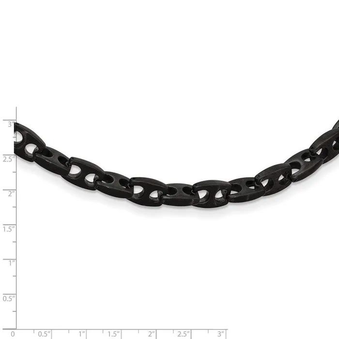 Stainless Steel Brushed Black IP Link Necklace Chisel Necklaces Stainless Steel Brushed Black IP Link Necklace Chisel Necklaces