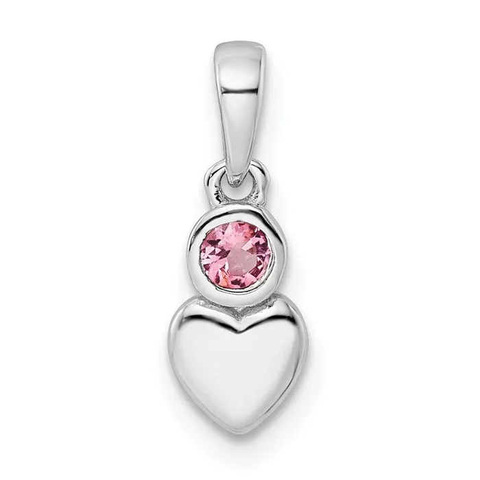 Sterling Silver Rhodiumplated Polished Pink Tourmaline Heart Pendant Jewelry Necklaces Sterling Silver Rhodiumplated Polished Pink Tourmaline Heart Pendant Jewelry Necklaces