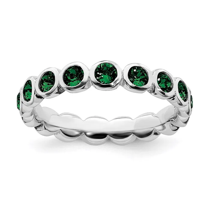 Sterling Silver Stackable Expressions May Swarovski Ring QSK977 Stackable Expressions Rings
