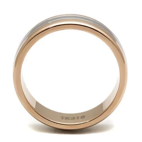 TK2569 TwoTone IP Rose Gold Stainless Steel Ring with No Stone Alamode Rings