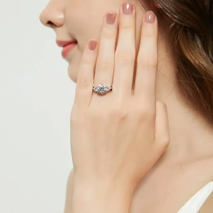 3Stone Flower 2ct CZ Ring Set in Sterling Silver BERRICLE Rings