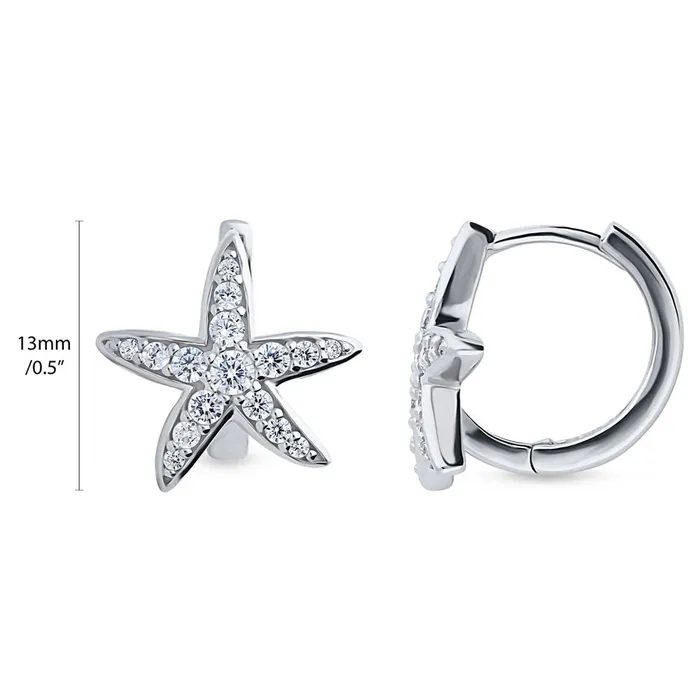 BERRICLE Earrings Starfish CZ Small Huggie Earrings in Sterling Silver 05