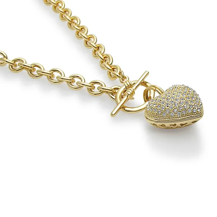 BERRICLE Necklaces Heart CZ Toggle Necklace in 2Tone 2 Piece