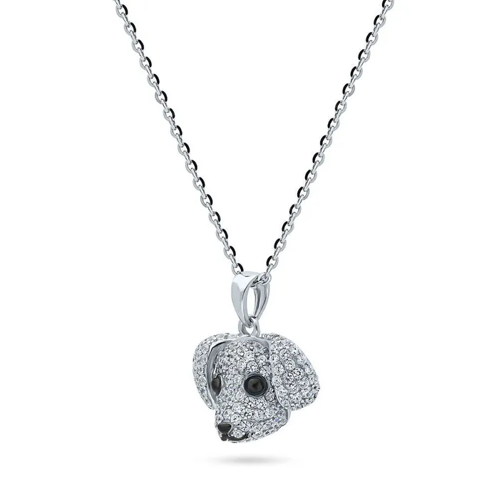 BERRICLE Necklaces Puppy CZ Pendant Necklace in Sterling Silver