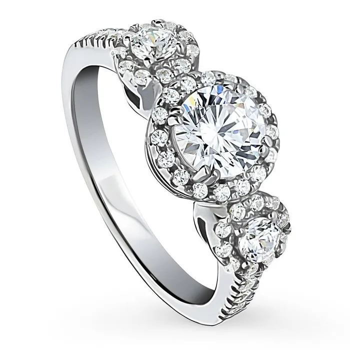 BERRICLE Rings 3Stone 08ct CZ Ring in Sterling Silver