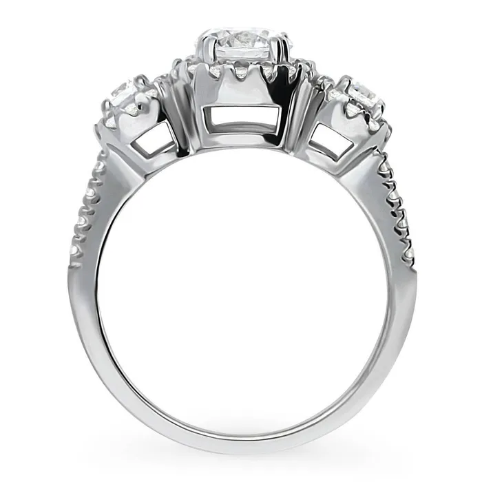 BERRICLE Rings 3Stone 08ct CZ Ring in Sterling Silver