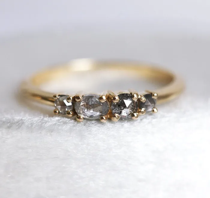 Capucinne Fiona Ombre Salt Pepper Diamond Ring Rings