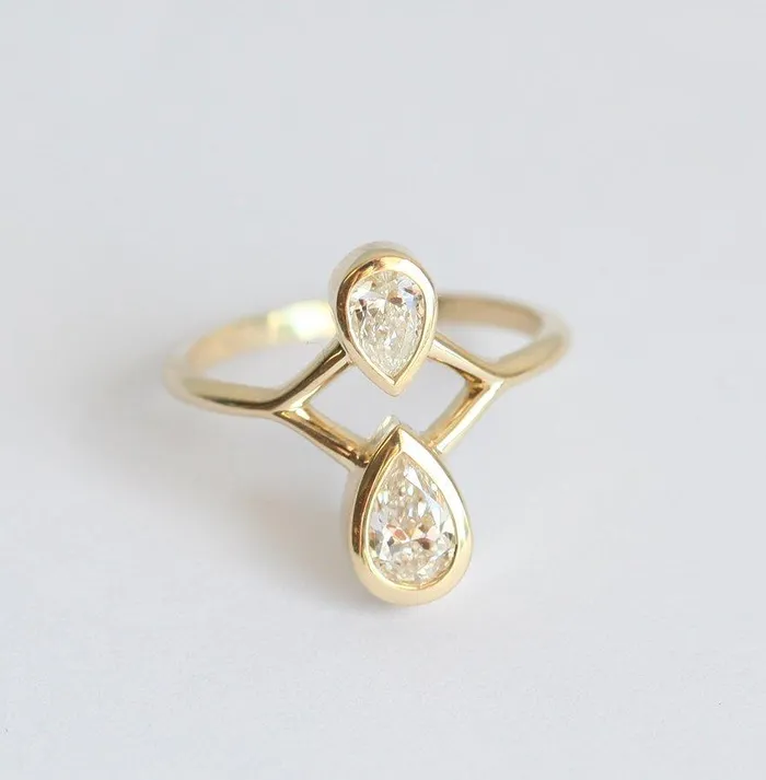 Capucinne Rings Pear Diamond Engagement Ring Pear Cut Engagement Ring