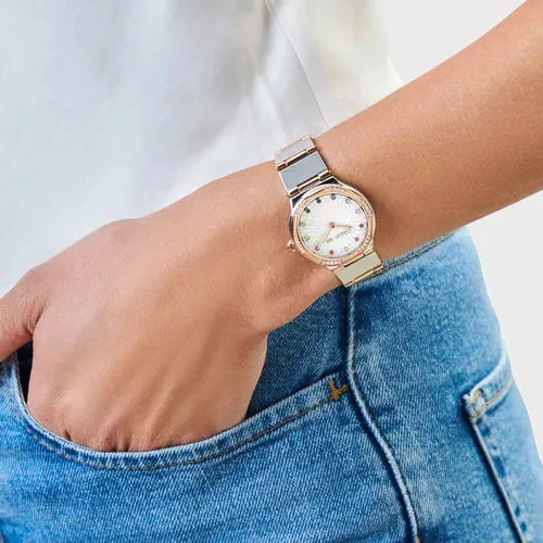 Cerruti Rings Cerruti 1881 Womens White MOP Dial Two Tone SilverRose Gold Watch