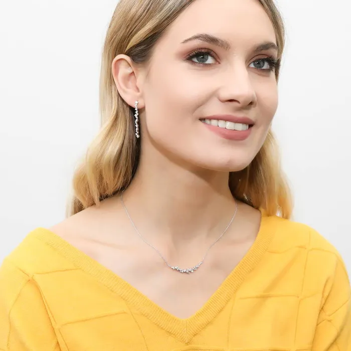 Cluster Bar CZ Earrings in Sterling Silver BERRICLE Earrings