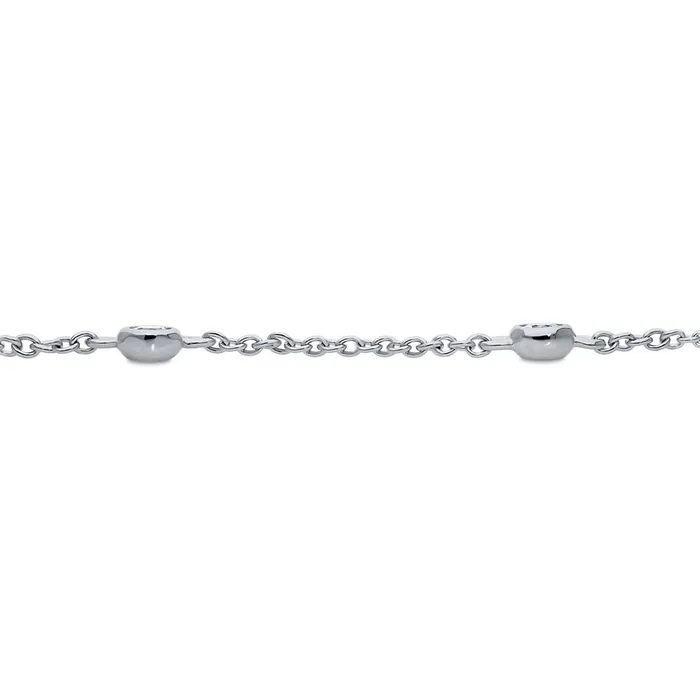 CZ by Yard Rolo Chain Station Anklet in Sterling Silver BERRICLE Necklaces