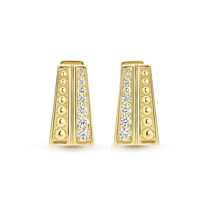 Earrings Caviar Gold 18K Gold Caviar TwoRow Diamond Huggie Earrings LAGOS