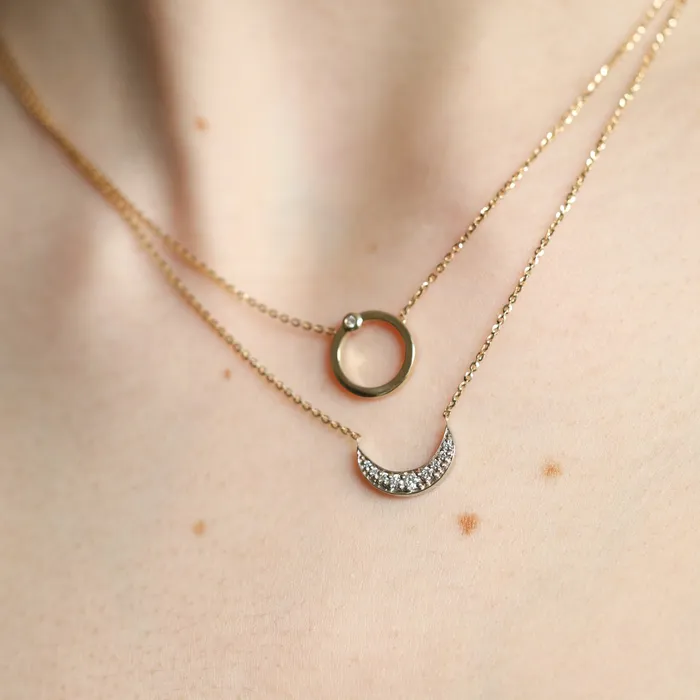 Eclipse Diamond Crescent Necklace Capucinne Necklaces
