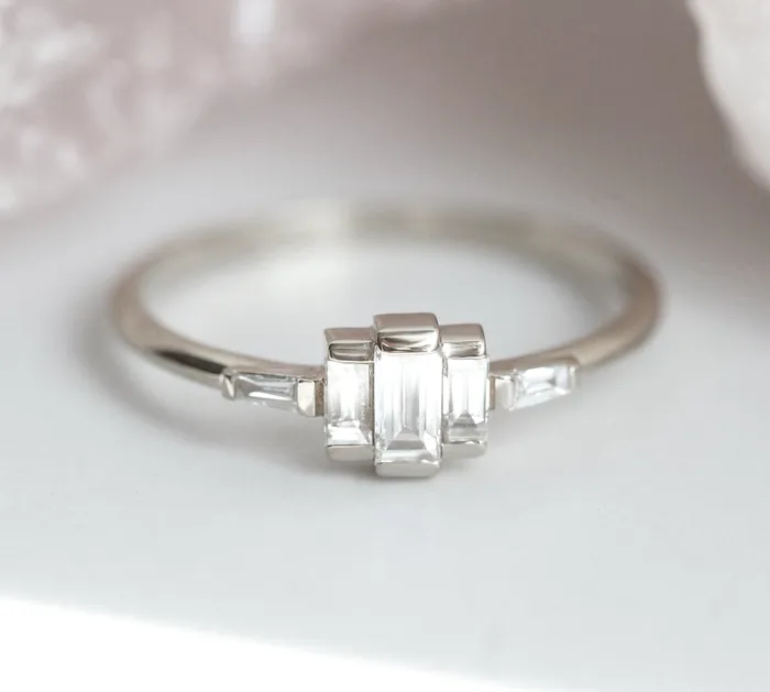Lisa Baguette Diamond Ring Capucinne Rings