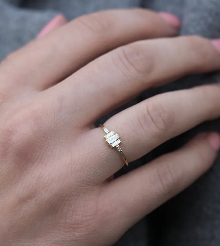 Lisa Baguette Diamond Ring Capucinne Rings