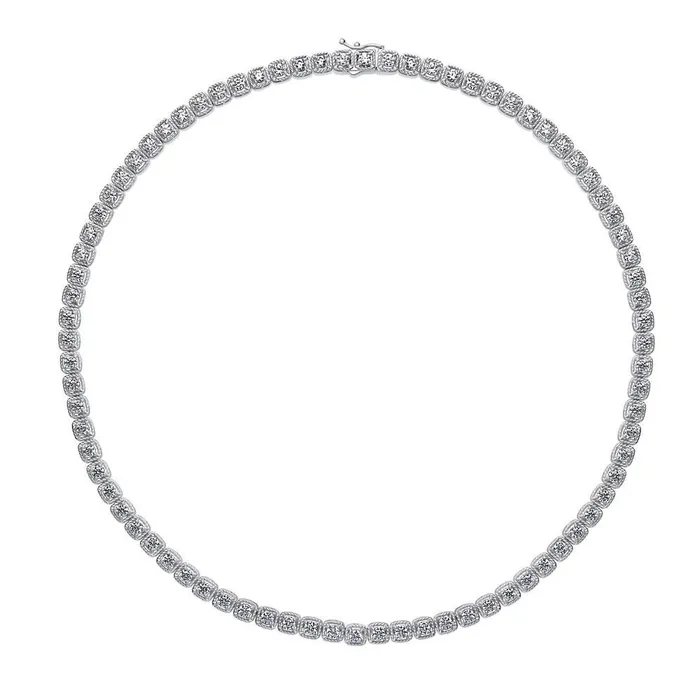 Necklaces BERRICLE Cable CZ Tennis Necklace in Sterling Silver 17