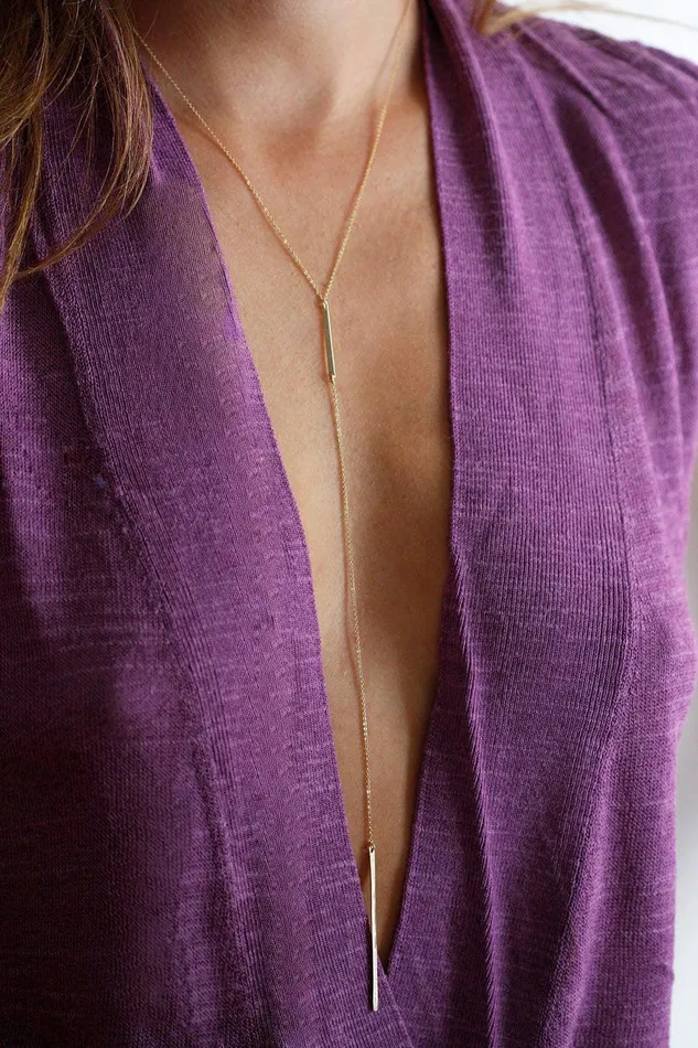 Necklaces Capucinne Drop Necklace Simple Gold Bar Necklace