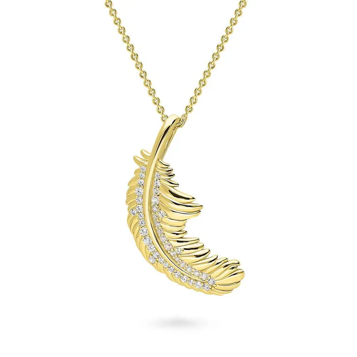 Necklaces Feather CZ Pendant Necklace in Sterling Silver BERRICLE