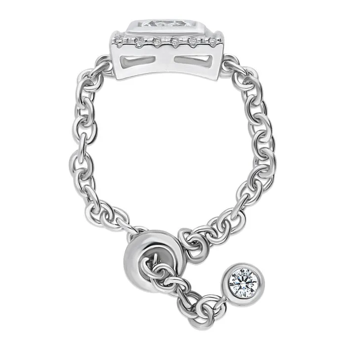 Rings BERRICLE Halo Princess CZ Chain Ring in Sterling Silver