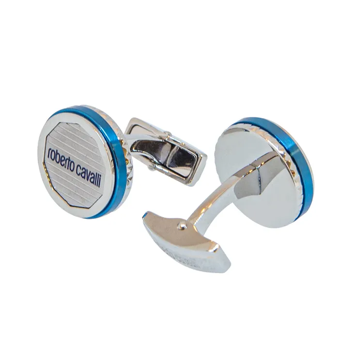 Rings Roberto Cavalli Roberto Cavalli Cufflinks Silver Color Blue Combination