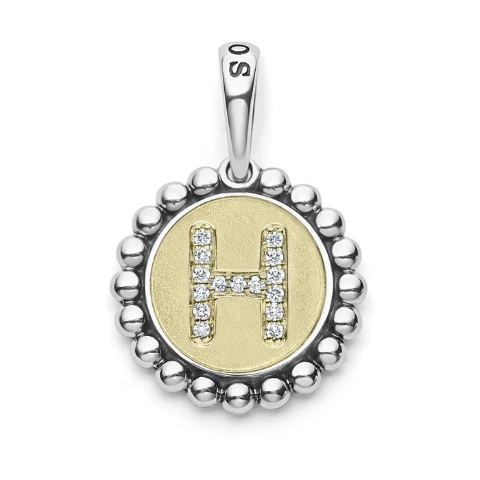 Signature Caviar Diamond H Initial Charm lagosdev Charm Necklaces