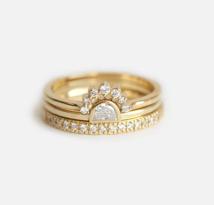 Sunset diamond ring set Capucinne Rings