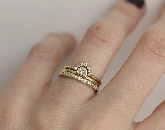 Sunset diamond ring set Capucinne Rings
