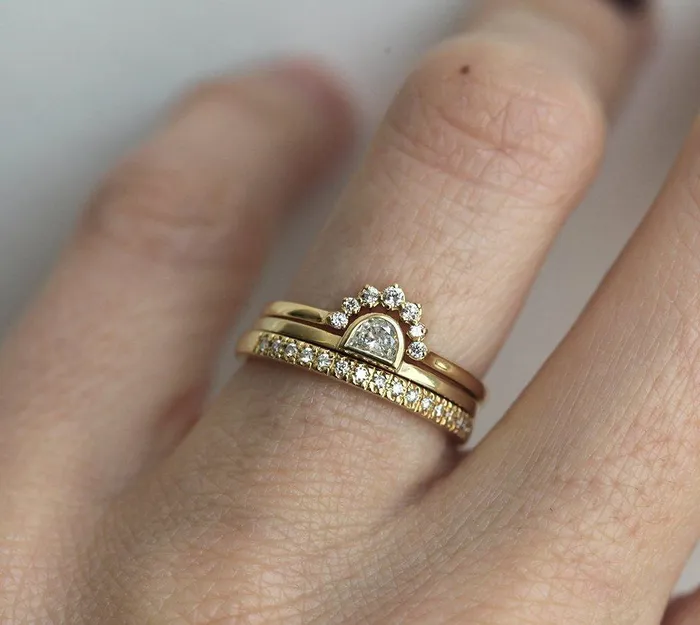 Sunset diamond ring set Capucinne Rings