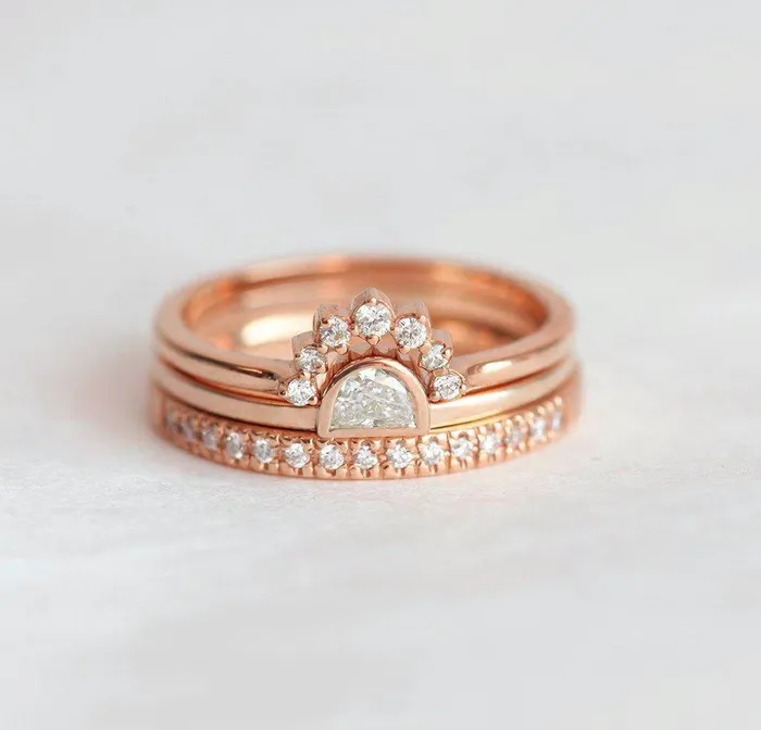 Sunset diamond ring set Capucinne Rings