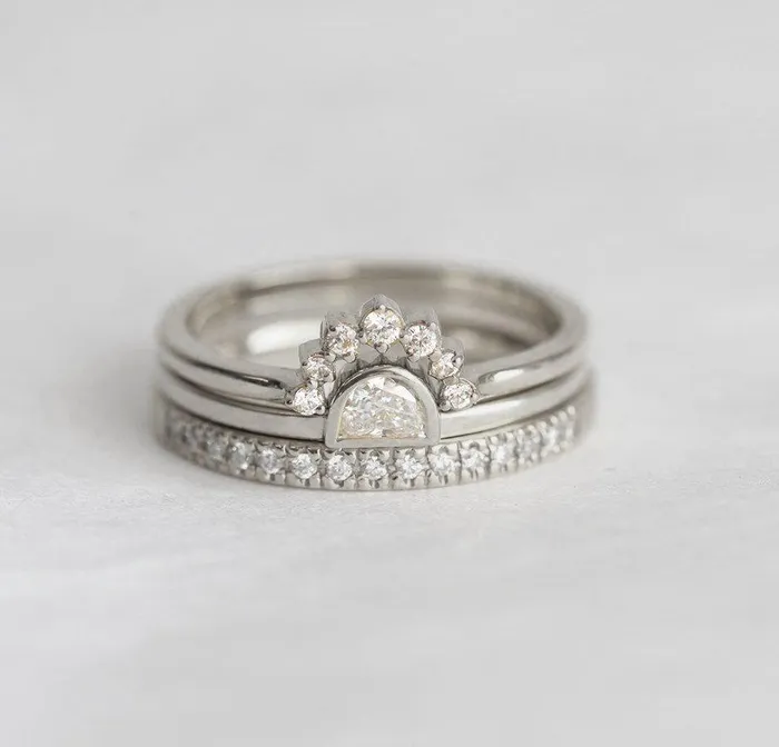 Sunset diamond ring set Capucinne Rings