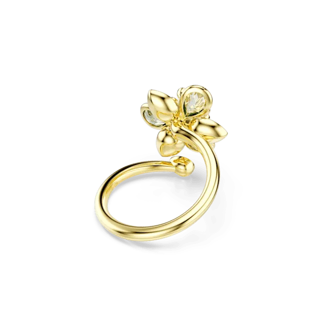 Swarovski Rings Swarovski Idyllia Open Ring Mixed Cuts Flower Green GoldTone Plated