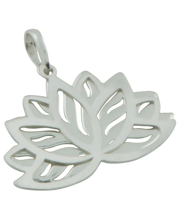 Buddha Groove Necklaces Stacked Lotus Pendant with Brushed Silver Outline