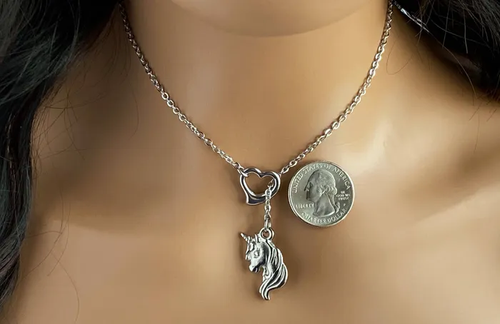 Captive Collars Unicorn Heart Necklace Submissive Day Collar Y Lariat 247 Wear Necklaces