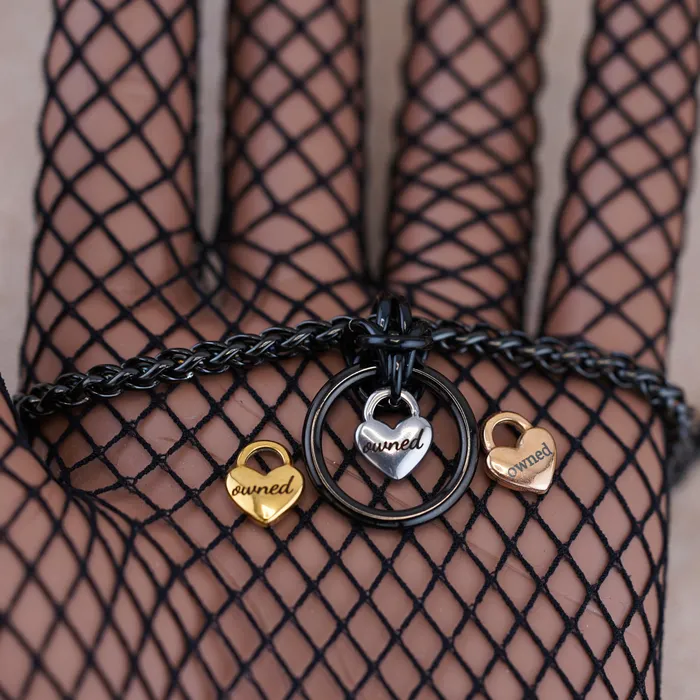 Custom Heart Pendant Black Wheat Chain Captive Collars Necklaces