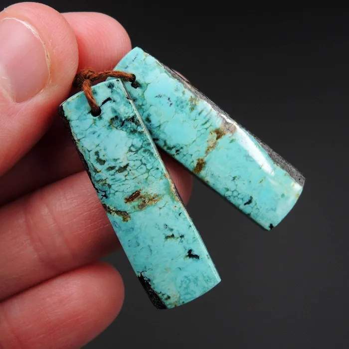 Earrings Intrinsic Trading Natural Turquoise Earring Pair From Anhui Mine Cabochon Cab Pair Drilled Matched Earrings Bead Pair E2225