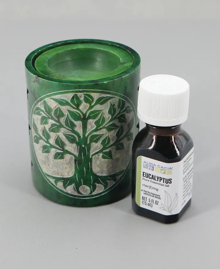 Green Tree Of Life Oil Burner With Eucalyptus Essential Oil Buddha Groove Necklaces