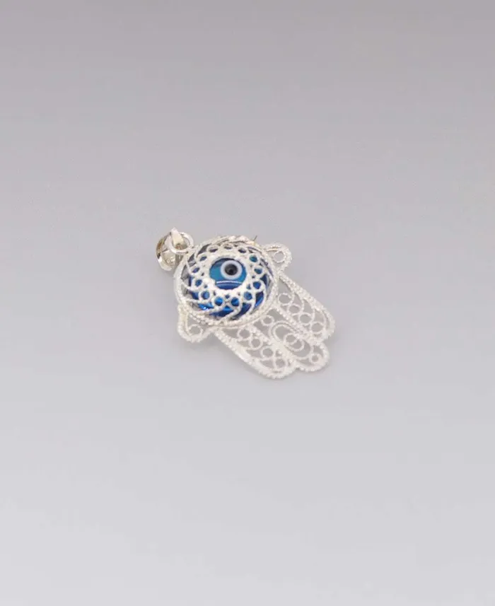 Intricate Sterling Silver Hamsa Pendant Buddha Groove Necklaces