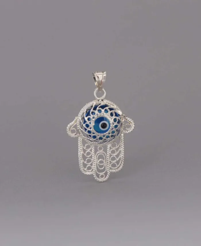 Intricate Sterling Silver Hamsa Pendant Buddha Groove Necklaces