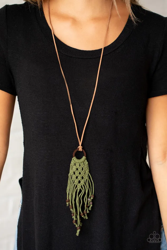Its Beyond MACRAME Green Paparazzi Necklace All Eyes On U Jewelry Paparazzi Accessories Necklaces