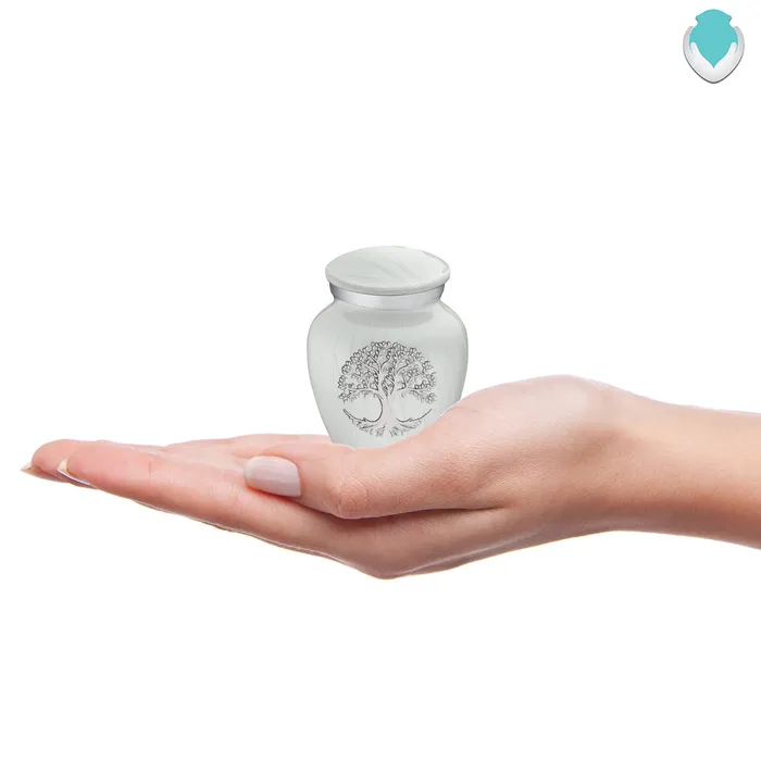 Keepsake Embrace Pearl White Tree of Life Cremation Urn GetUrns Necklaces