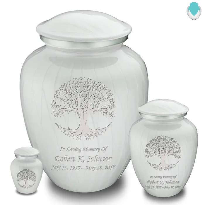 Keepsake Embrace Pearl White Tree of Life Cremation Urn GetUrns Necklaces