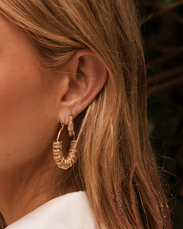 Luv Aj Pave Carabiner Hoops Gold PreStyled Sets