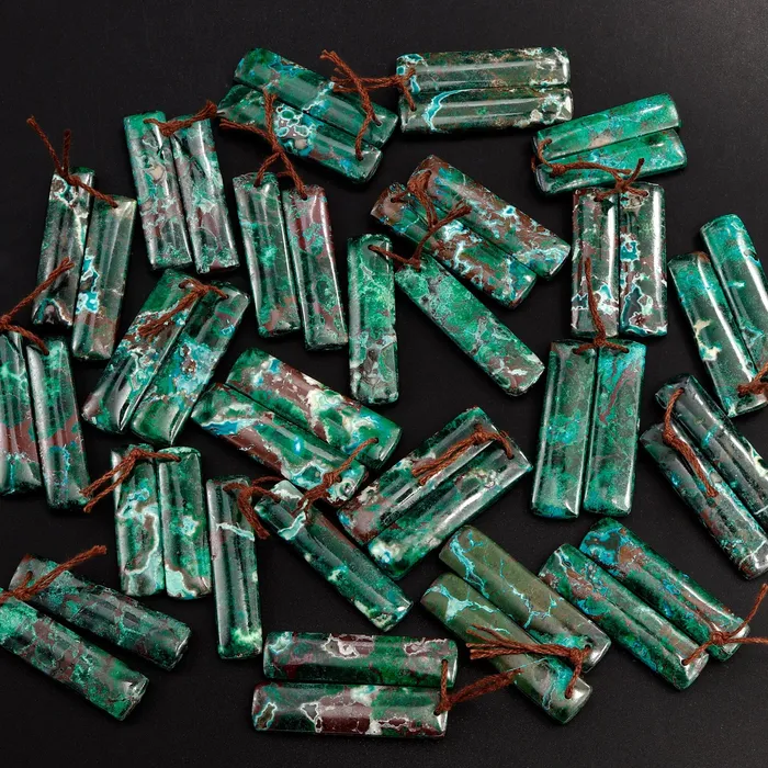 Natural Malachite Chrysocolla Earring Pair Gemstone Drilled Earring Cabochon Cab Pair Rectangle Matched Earring Bead Pair From Australia Intrinsic Trading Earrings